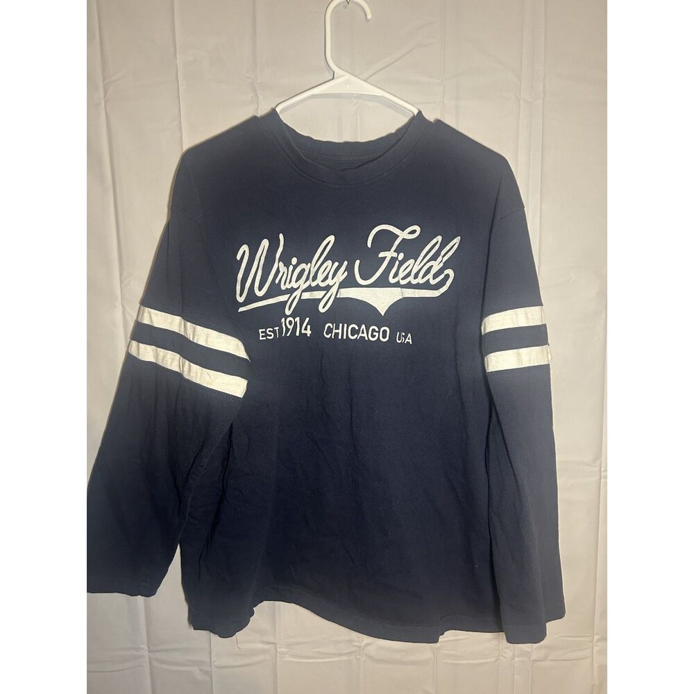 Good Land Supply Co Wrigley Field Long Sleeve Shirt Large Navy Blue Chicago